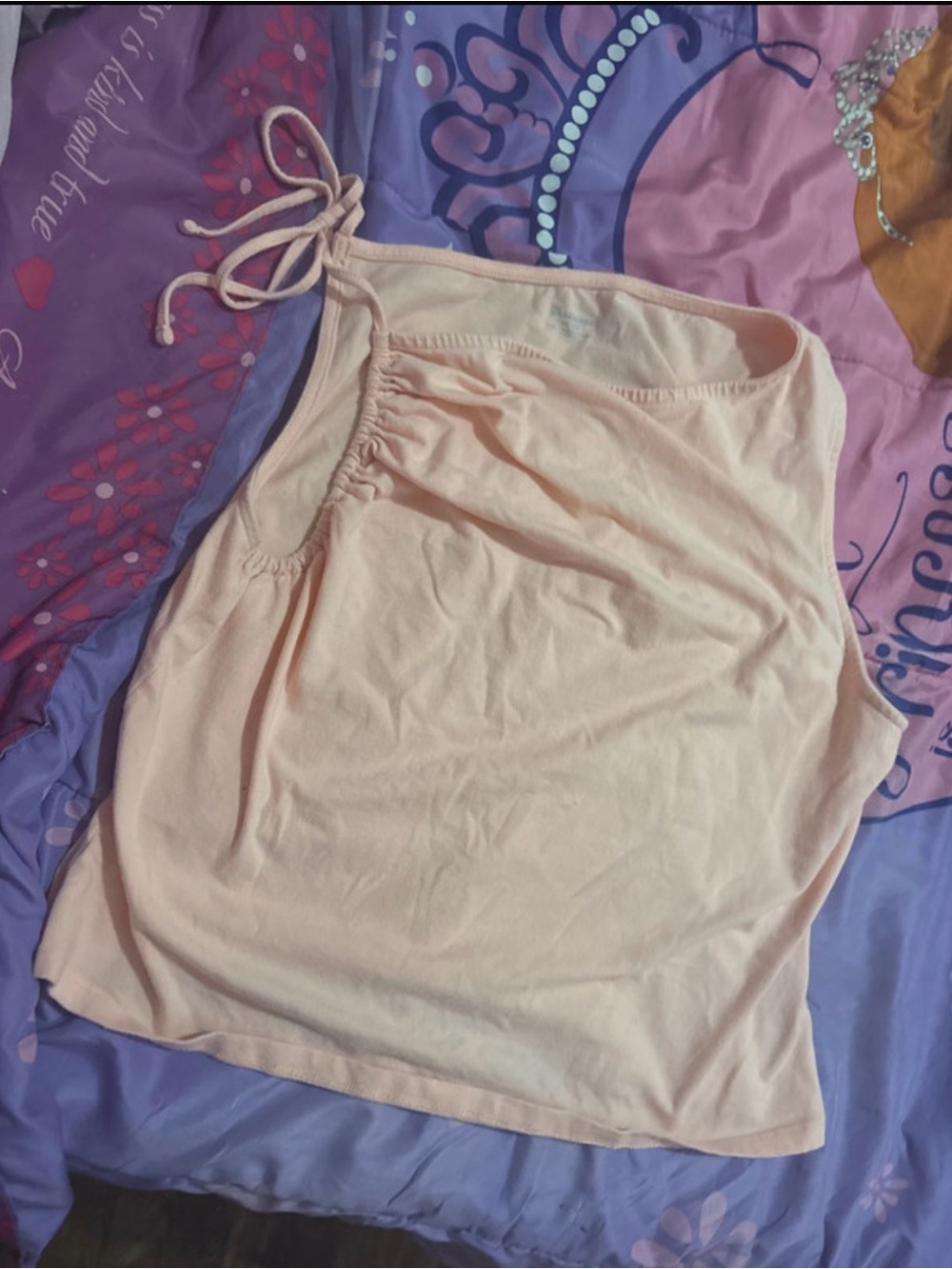 No Boundaries One-Shoulder Tie-Strap Camisole in Light Peach